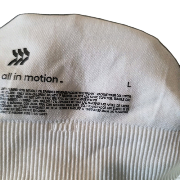 All In Motion High Support Sports Bra White Racerback Seamless L NWT - Picture 4 of 5